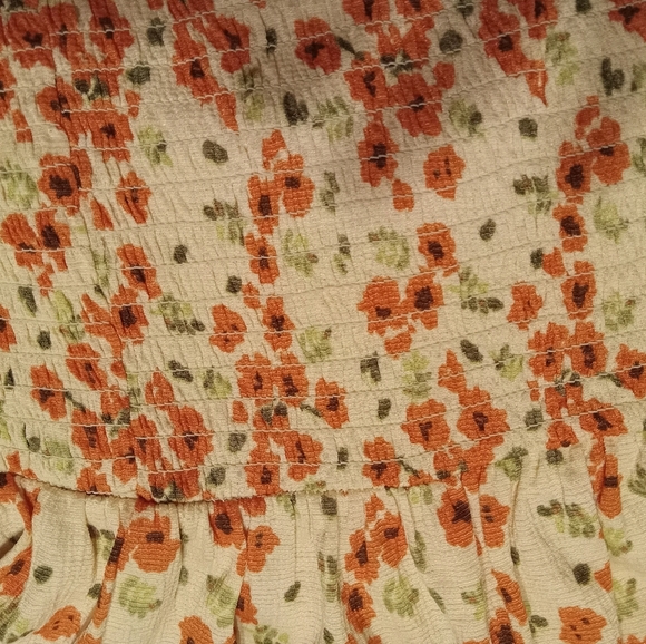 Cato Mini Skirt Shirred Ruffle Orange Floral Womens XL Cottage Flirty New w/ Tag - Picture 6 of 12